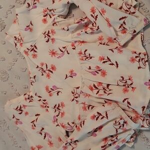 SO Pink and Red Floral Top Size XS